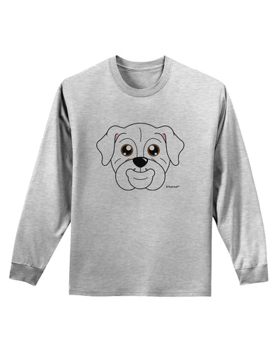 Cute Bulldog - White Adult Long Sleeve Shirt by TooLoud-Long Sleeve Shirt-TooLoud-AshGray-Small-Davson Sales