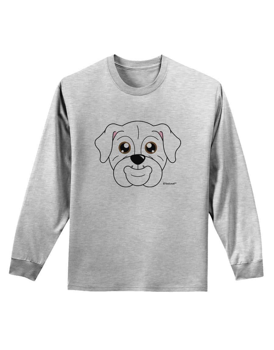 Cute Bulldog - White Adult Long Sleeve Shirt by TooLoud-Long Sleeve Shirt-TooLoud-White-Small-Davson Sales