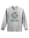 Kiss Me Clover Adult Long Sleeve Shirt-Long Sleeve Shirt-TooLoud-AshGray-Small-Davson Sales