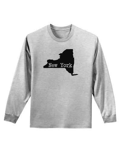 New York - United States Shape Adult Long Sleeve Shirt by TooLoud-Long Sleeve Shirt-TooLoud-AshGray-Small-Davson Sales