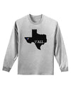 Texas State Y'all Design with Flag Heart Adult Long Sleeve Shirt by TooLoud-Long Sleeve Shirt-TooLoud-AshGray-Small-Davson Sales