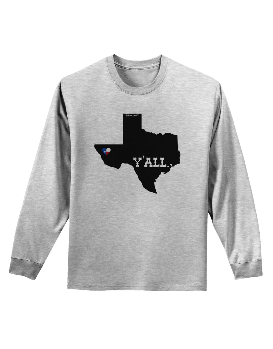 Texas State Y'all Design with Flag Heart Adult Long Sleeve Shirt by TooLoud-Long Sleeve Shirt-TooLoud-White-Small-Davson Sales