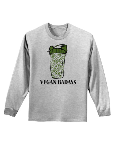Vegan Badass Bottle Print Adult Long Sleeve Shirt-Long Sleeve Shirt-TooLoud-AshGray-Small-Davson Sales