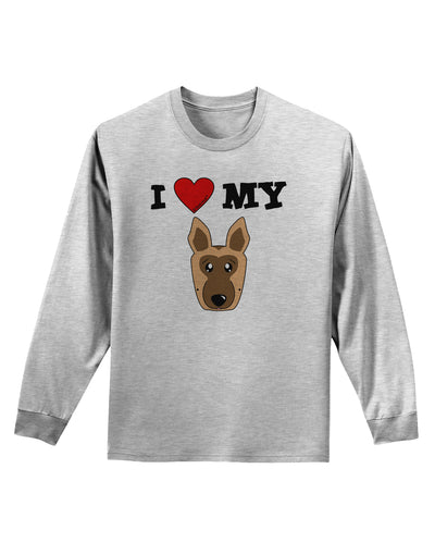 I Heart My - Cute German Shepherd Dog Adult Long Sleeve Shirt by TooLoud-Long Sleeve Shirt-TooLoud-AshGray-Small-Davson Sales