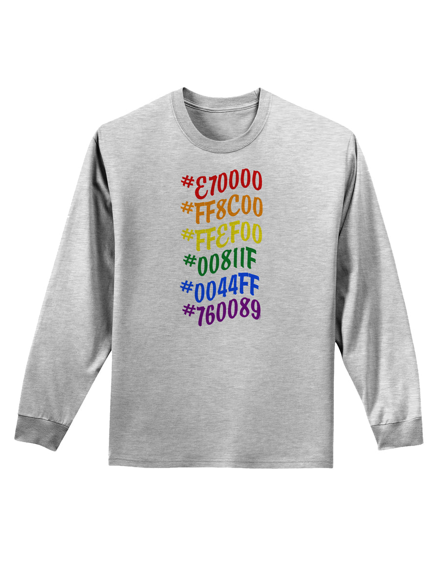 TooLoud Pride Flag Hex Code Adult Long Sleeve Shirt-Long Sleeve Shirt-TooLoud-White-Small-Davson Sales