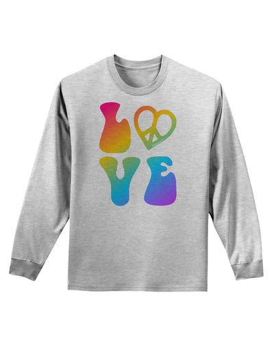 Peace and Love - Peace Heart Love Adult Long Sleeve Shirt-Long Sleeve Shirt-TooLoud-AshGray-Small-Davson Sales