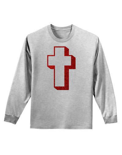 Simple Cross Design Glitter - Red Adult Long Sleeve Shirt by TooLoud-Long Sleeve Shirt-TooLoud-AshGray-Small-Davson Sales