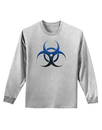 Biohazard Symbol Blue Stone - Apocalypse Adult Long Sleeve Shirt-Long Sleeve Shirt-TooLoud-AshGray-Small-Davson Sales