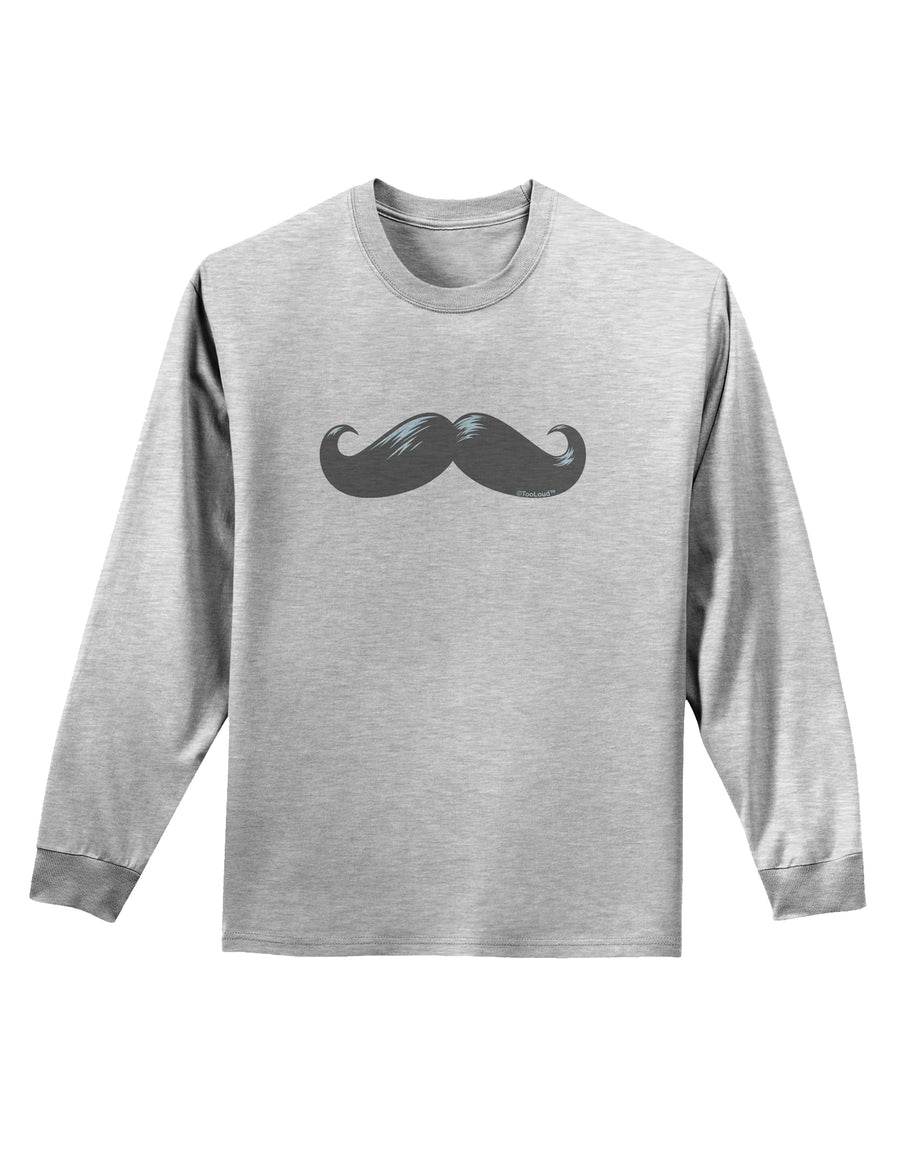 Big Gray Mustache Adult Long Sleeve Shirt-Long Sleeve Shirt-TooLoud-White-Small-Davson Sales