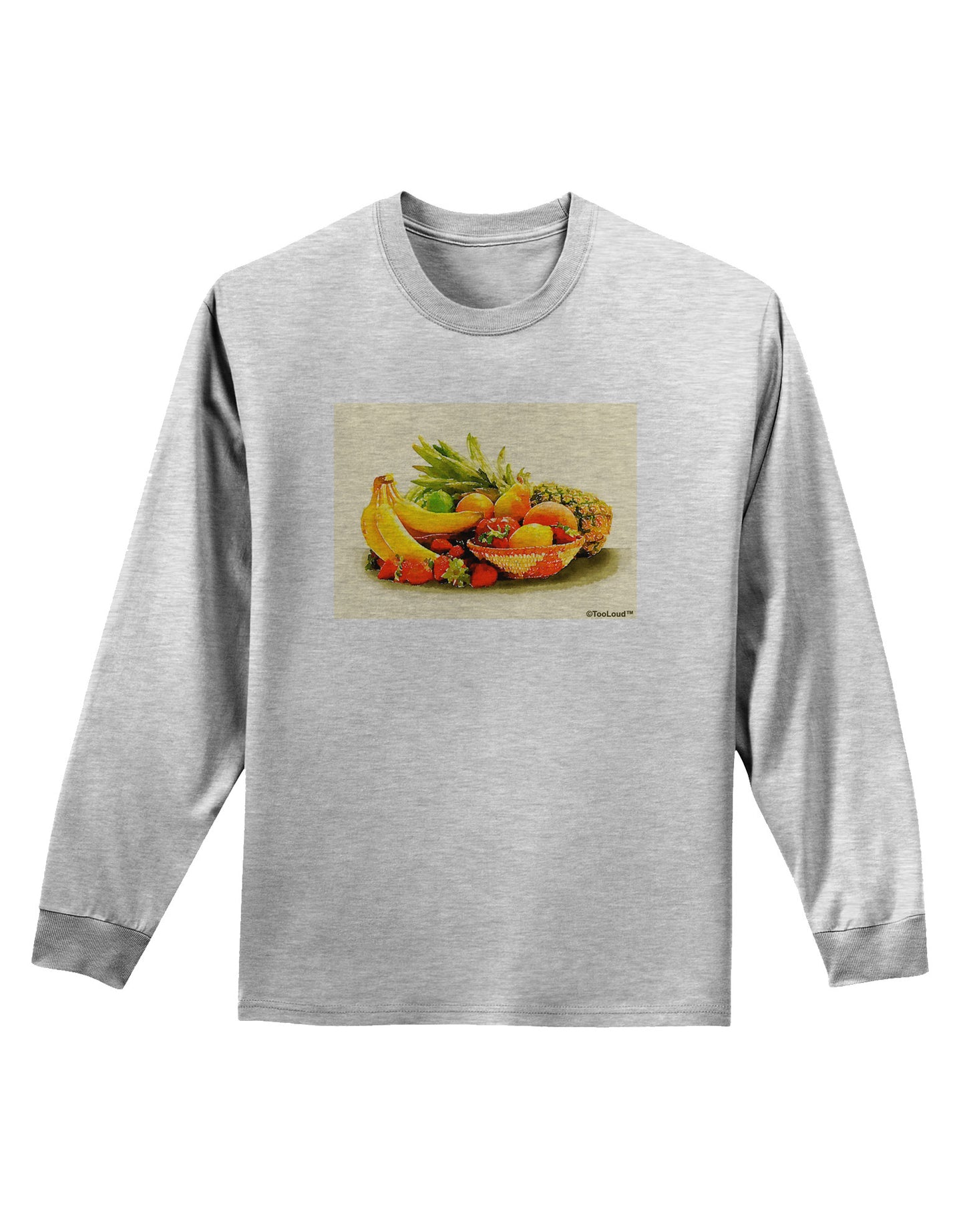 Watercolor Fruit Bowl 2 Adult Long Sleeve Shirt-Long Sleeve Shirt-TooLoud-AshGray-Small-Davson Sales