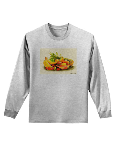 Watercolor Fruit Bowl 2 Adult Long Sleeve Shirt-Long Sleeve Shirt-TooLoud-AshGray-Small-Davson Sales