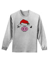 Kyu-T Face Oinkette Santa Hat Girl Pig Adult Long Sleeve Shirt-Long Sleeve Shirt-TooLoud-AshGray-Small-Davson Sales