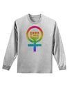 Rainbow Distressed Feminism Symbol Adult Long Sleeve Shirt-Long Sleeve Shirt-TooLoud-AshGray-Small-Davson Sales