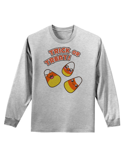 Trick or Treat Cute Candy Corn Halloween Adult Long Sleeve Shirt-Long Sleeve Shirt-TooLoud-AshGray-Small-Davson Sales