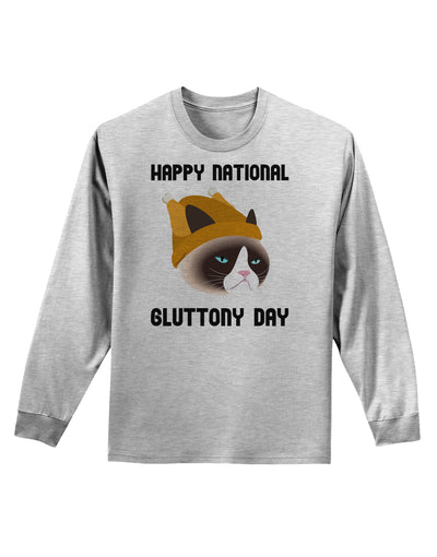 Gluttony Day Disgruntled Cat Adult Long Sleeve Shirt by-Long Sleeve Shirt-TooLoud-AshGray-Small-Davson Sales