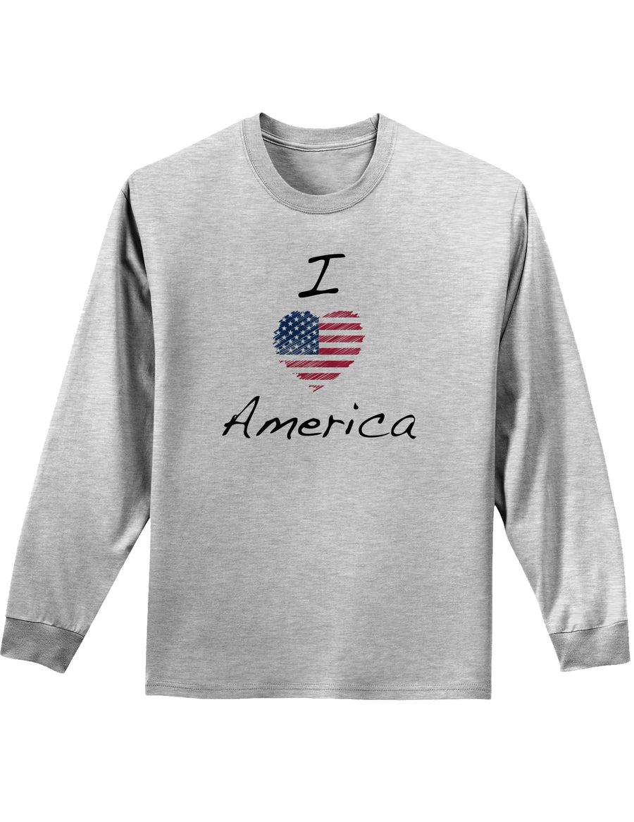 I Heart America Scribble Adult Long Sleeve Shirt-Long Sleeve Shirt-TooLoud-White-Small-Davson Sales