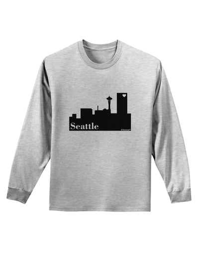 Seattle Skyline with Space Needle Adult Long Sleeve Shirt by TooLoud-Long Sleeve Shirt-TooLoud-AshGray-Small-Davson Sales