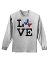 Texas Love Distressed Design Adult Long Sleeve Shirt by TooLoud-Long Sleeve Shirt-TooLoud-AshGray-Small-Davson Sales