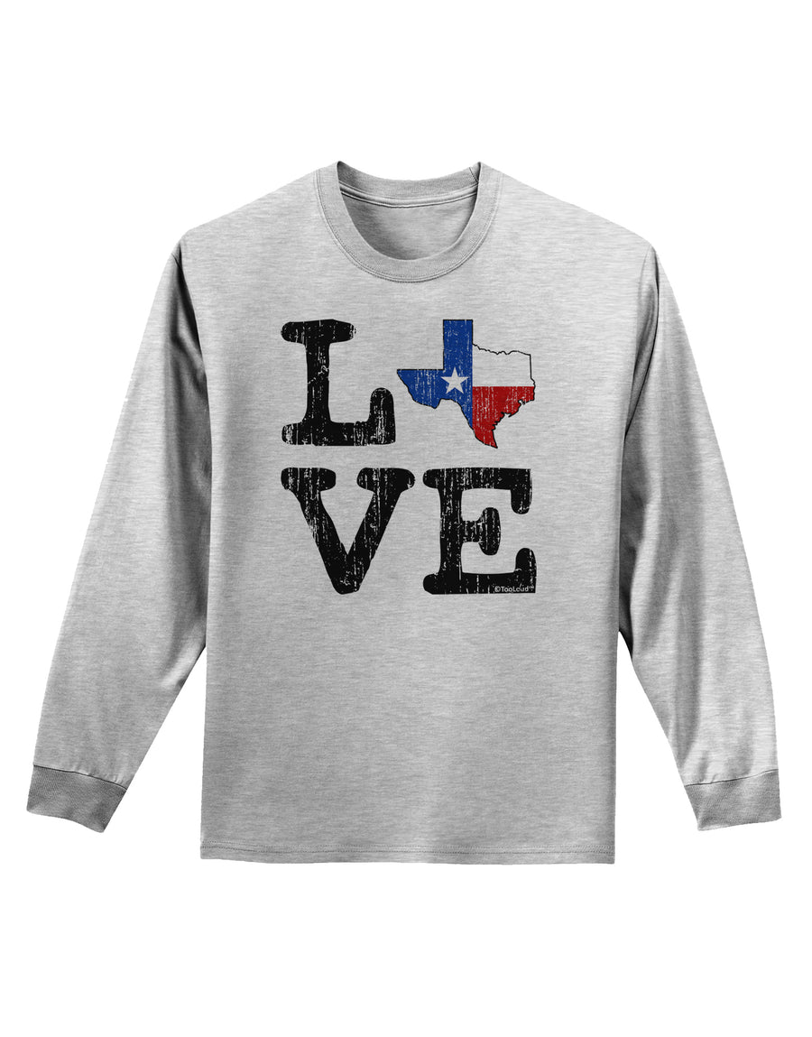 Texas Love Distressed Design Adult Long Sleeve Shirt by TooLoud-Long Sleeve Shirt-TooLoud-White-Small-Davson Sales