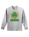 Shamrock Button - Irish Adult Long Sleeve Shirt by TooLoud-Long Sleeve Shirt-TooLoud-AshGray-Small-Davson Sales
