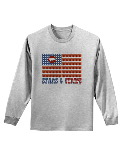 American Bacon Flag - Stars and Strips Adult Long Sleeve Shirt-Long Sleeve Shirt-TooLoud-AshGray-Small-Davson Sales