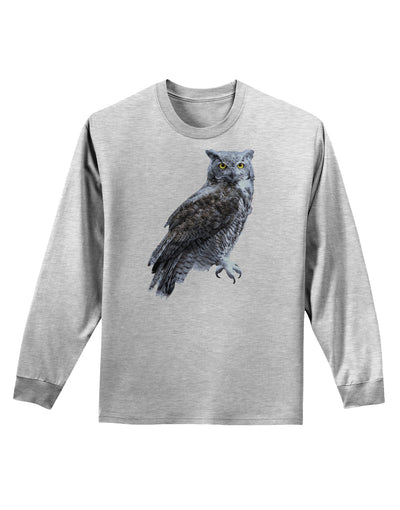 Great Horned Owl Photo Adult Long Sleeve Shirt-Long Sleeve Shirt-TooLoud-AshGray-Small-Davson Sales