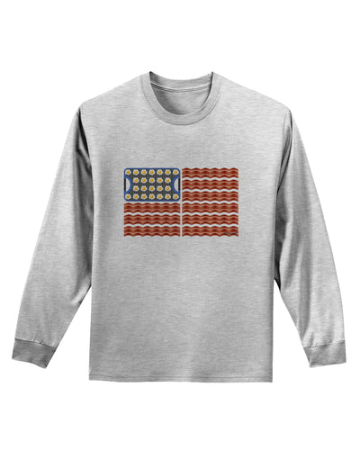 American Breakfast Flag - Bacon and Eggs Adult Long Sleeve Shirt-Long Sleeve Shirt-TooLoud-AshGray-Small-Davson Sales