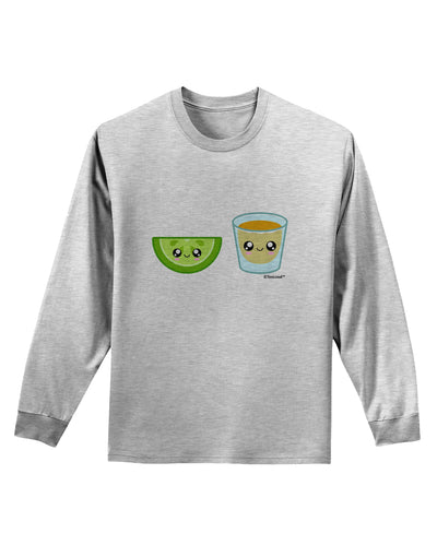 Cute Tequila Shot and Lime Wedge Adult Long Sleeve Shirt by TooLoud-Long Sleeve Shirt-TooLoud-AshGray-Small-Davson Sales