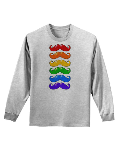 Colorful Rainbow Mustaches Adult Long Sleeve Shirt-Long Sleeve Shirt-TooLoud-AshGray-Small-Davson Sales