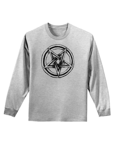 Inverted Pentagram Death Metal Star Adult Long Sleeve Shirt-Long Sleeve Shirt-TooLoud-AshGray-Small-Davson Sales