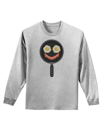 Eggs and Bacon Smiley Face Adult Long Sleeve Shirt by TooLoud-Long Sleeve Shirt-TooLoud-AshGray-Small-Davson Sales