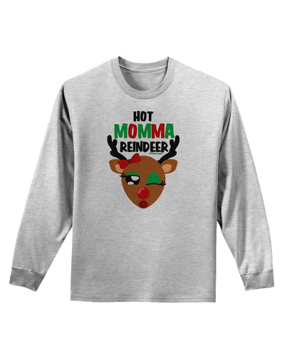 Hot Momma Reindeer Matching Deer Adult Long Sleeve Shirt-Long Sleeve Shirt-TooLoud-AshGray-Small-Davson Sales