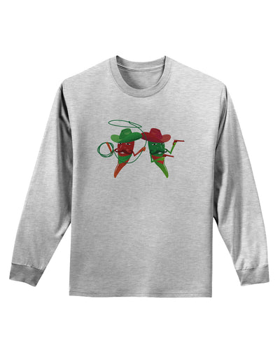 Cowboy Chili Peppers Adult Long Sleeve Shirt-Long Sleeve Shirt-TooLoud-AshGray-Small-Davson Sales