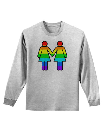 Rainbow Lesbian Women Holding Hands Adult Long Sleeve Shirt-Long Sleeve Shirt-TooLoud-AshGray-Small-Davson Sales