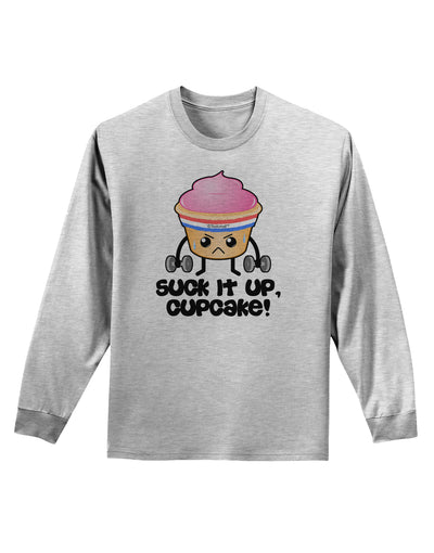 Suck It Up Cupcake Design Adult Long Sleeve Shirt by TooLoud-Long Sleeve Shirt-TooLoud-AshGray-Small-Davson Sales