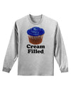 Cream Filled Blue Cupcake Design Adult Long Sleeve Shirt by TooLoud-Long Sleeve Shirt-TooLoud-AshGray-Small-Davson Sales