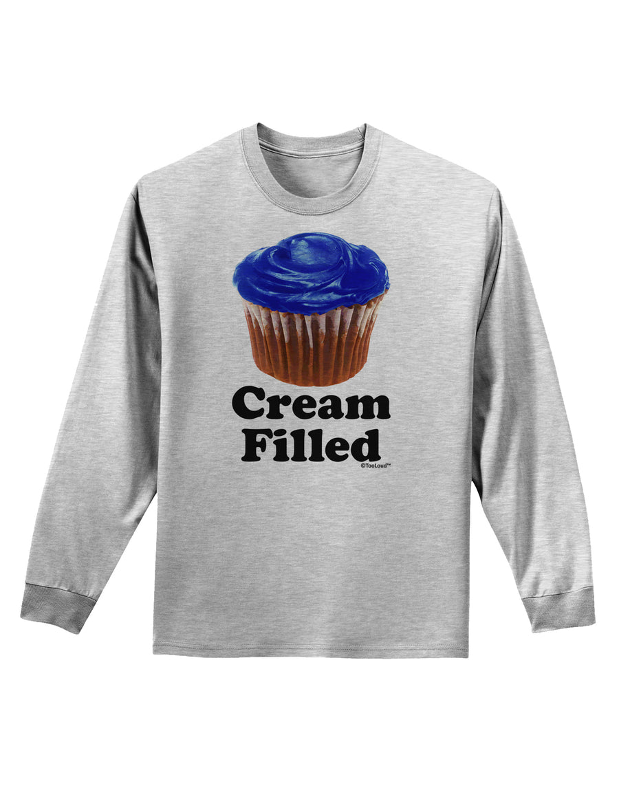 Cream Filled Blue Cupcake Design Adult Long Sleeve Shirt by TooLoud-Long Sleeve Shirt-TooLoud-White-Small-Davson Sales