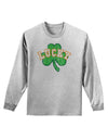 Lucky Shamrock Design Distressed Adult Long Sleeve Shirt by TooLoud-Long Sleeve Shirt-TooLoud-AshGray-Small-Davson Sales