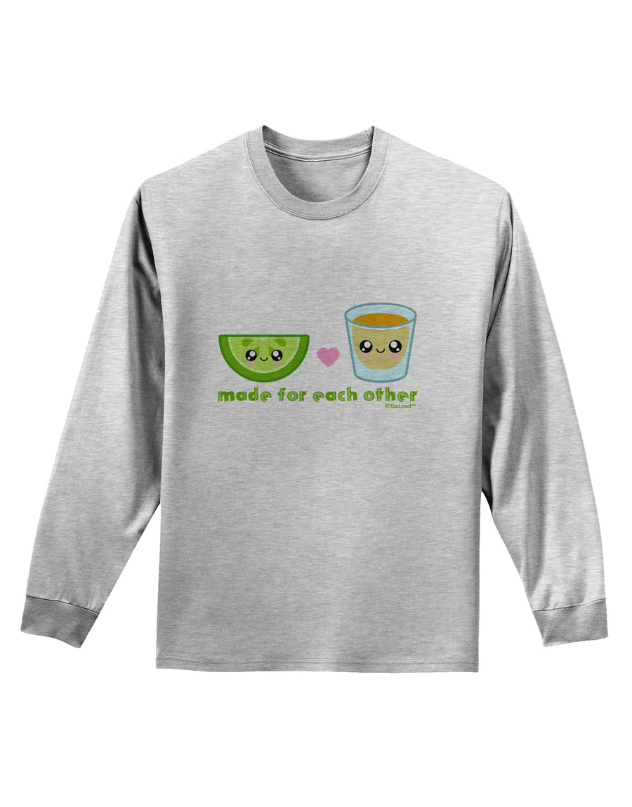 Cute Tequila Shot and Lime - Made For Each Other Adult Long Sleeve Shirt by TooLoud-Long Sleeve Shirt-TooLoud-White-Small-Davson Sales