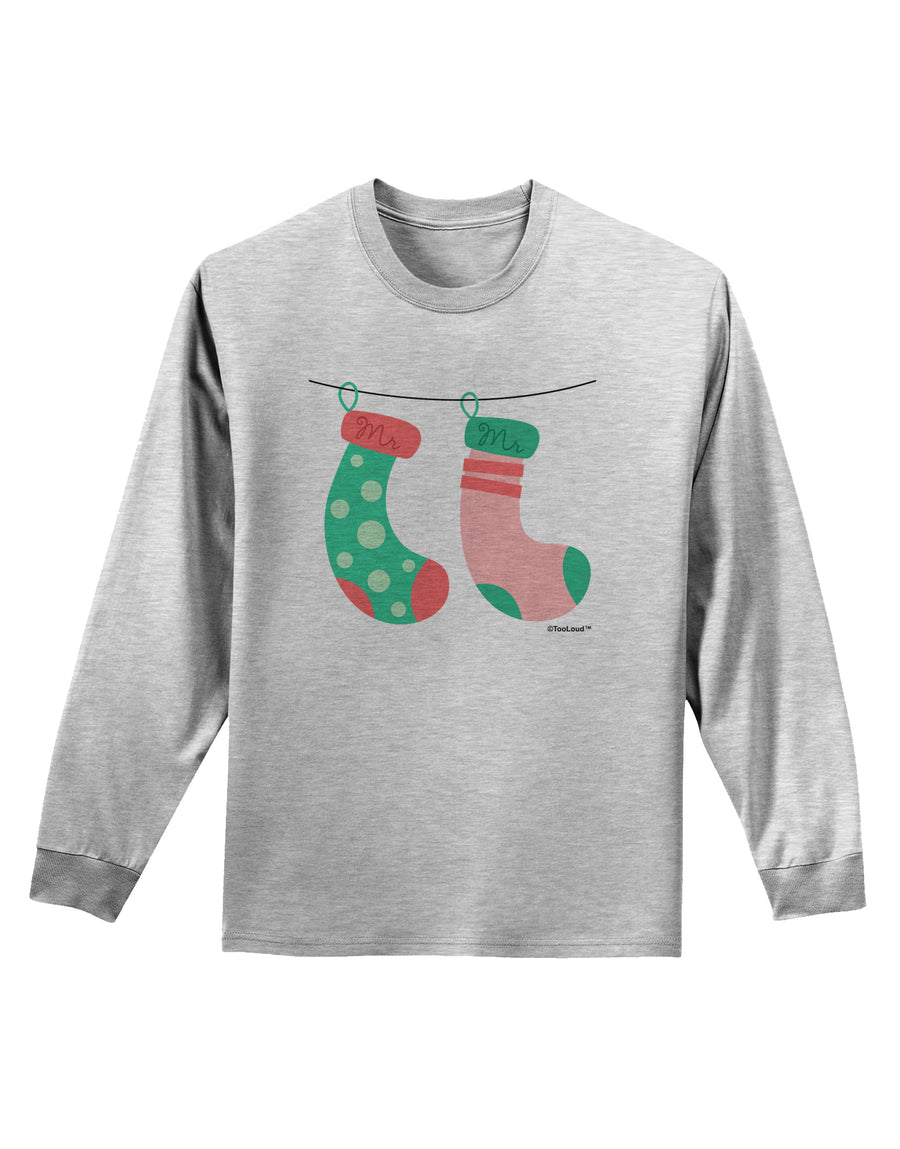 Cute Mr and Mr Christmas Couple Stockings Adult Long Sleeve Shirt by TooLoud-Long Sleeve Shirt-TooLoud-White-Small-Davson Sales