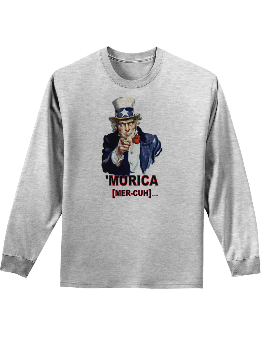 Uncle Sam Merica Adult Long Sleeve Shirt-Long Sleeve Shirt-TooLoud-White-Small-Davson Sales