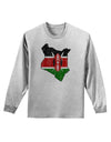 Kenya Flag Silhouette Distressed Adult Long Sleeve Shirt-Long Sleeve Shirt-TooLoud-AshGray-Small-Davson Sales