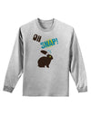 TooLoud Oh Snap Chocolate Easter Bunny Adult Long Sleeve Shirt-Long Sleeve Shirt-TooLoud-AshGray-Small-Davson Sales