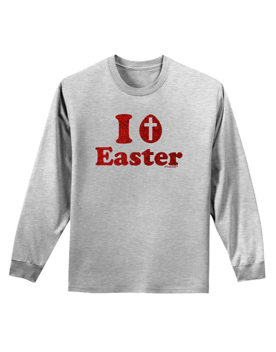 I Egg Cross Easter - Red Glitter Adult Long Sleeve Shirt by TooLoud-Long Sleeve Shirt-TooLoud-AshGray-Small-Davson Sales