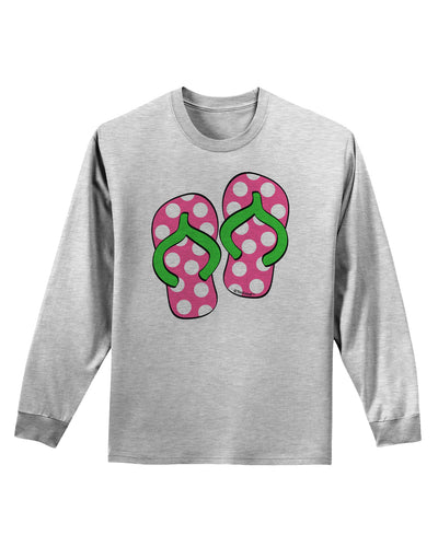 Cute Polka Dot Flip Flops - Pink and Green Adult Long Sleeve Shirt-Long Sleeve Shirt-TooLoud-AshGray-Small-Davson Sales