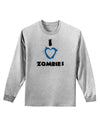 I Heart Zombies - Bloody Heart Blue Adult Long Sleeve Shirt-Long Sleeve Shirt-TooLoud-AshGray-Small-Davson Sales