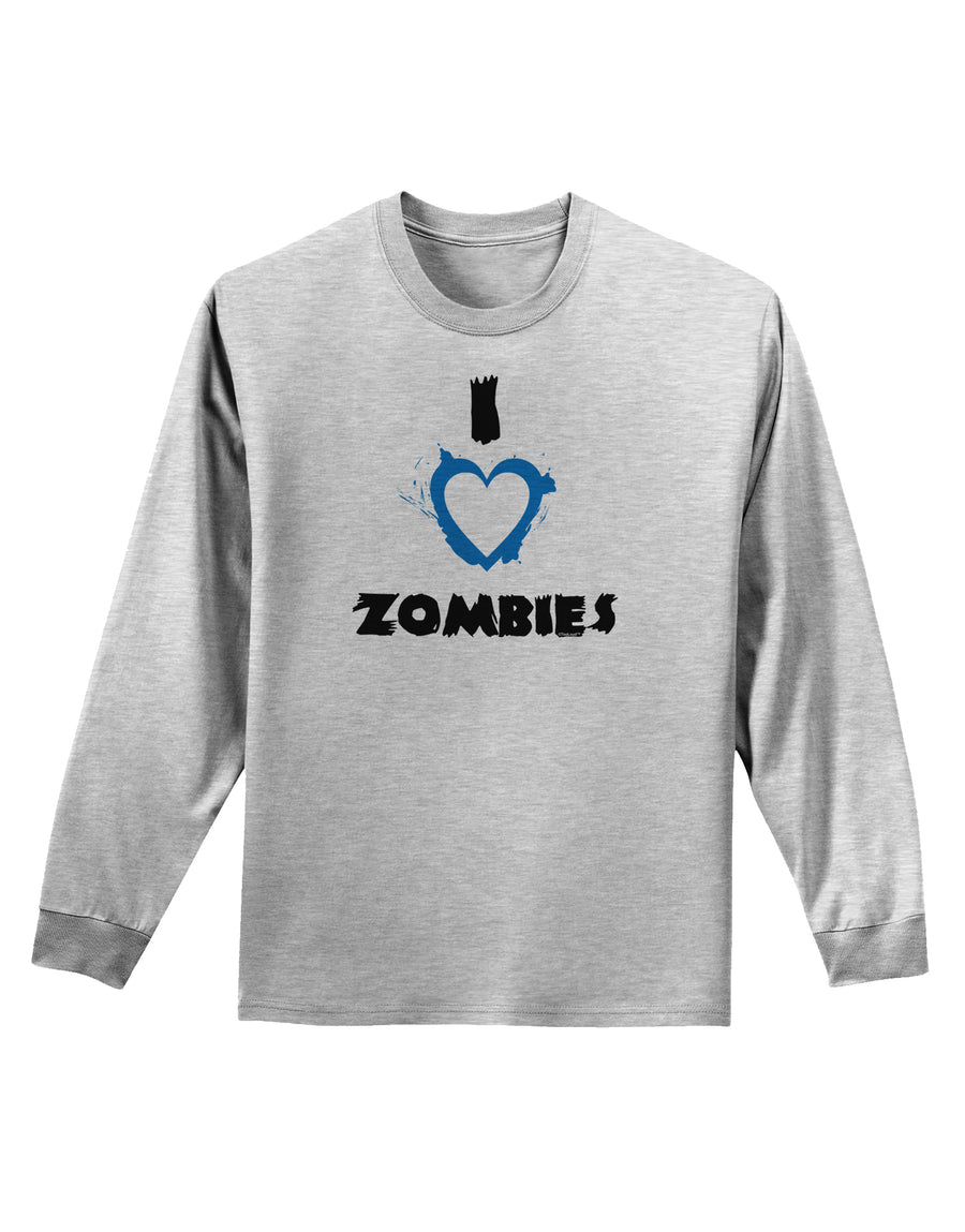 I Heart Zombies - Bloody Heart Blue Adult Long Sleeve Shirt-Long Sleeve Shirt-TooLoud-White-Small-Davson Sales