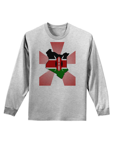 Kenya Flag Design Adult Long Sleeve Shirt-Long Sleeve Shirt-TooLoud-AshGray-Small-Davson Sales