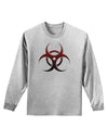 Biohazard Symbol Red Stone - Apocalypse Adult Long Sleeve Shirt-Long Sleeve Shirt-TooLoud-AshGray-Small-Davson Sales