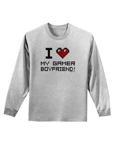 I Heart My Gamer Boyfriend Adult Long Sleeve Shirt-Long Sleeve Shirt-TooLoud-AshGray-Small-Davson Sales